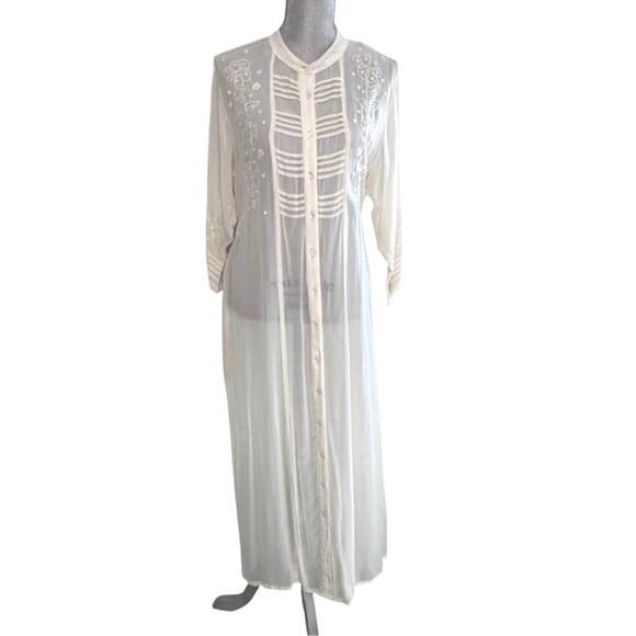 April Cornell Other - April Cornell Sheer cream robe sequin floral details size medium